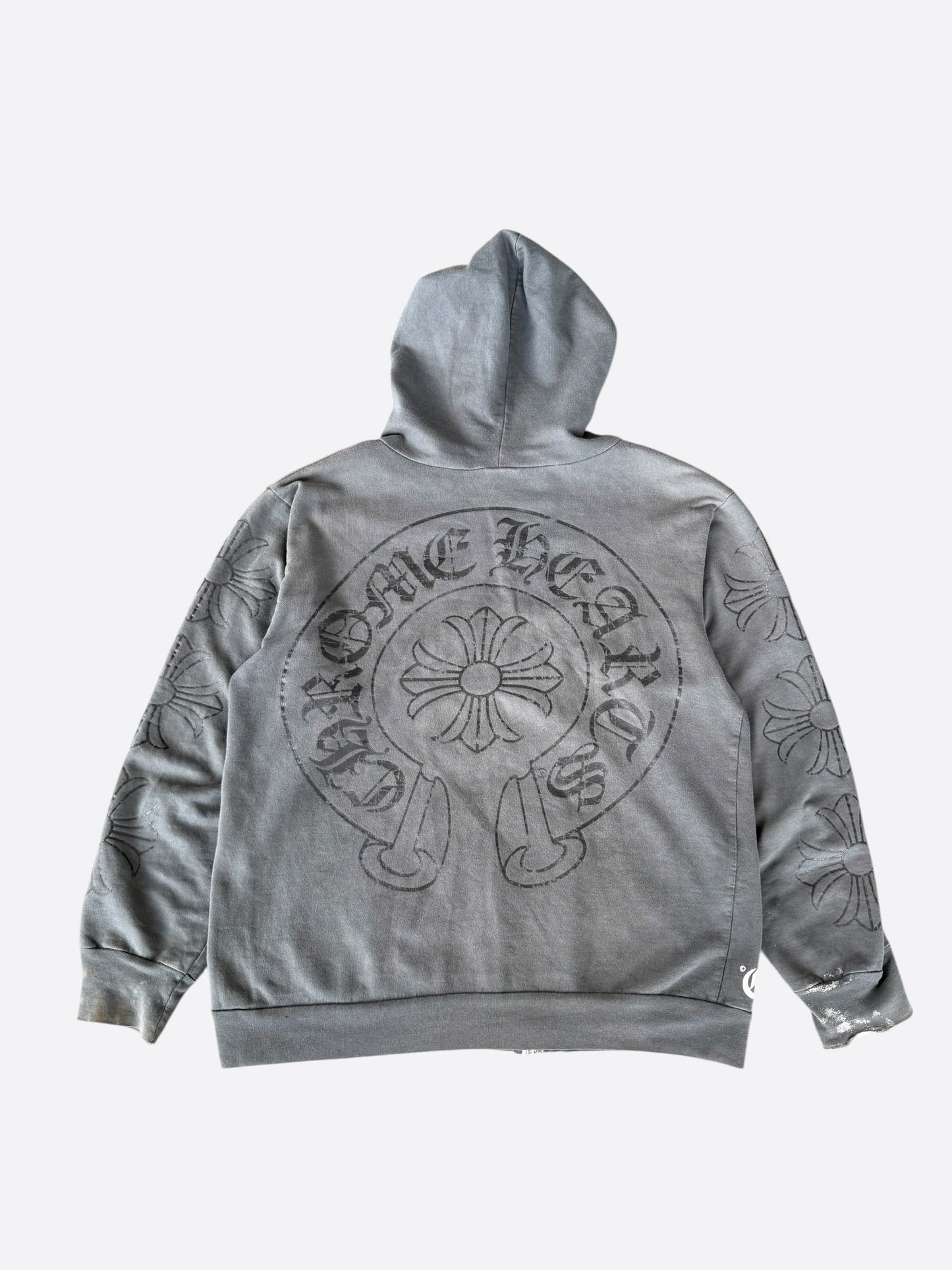 Chrome Hearts Grey & Black Horseshoe Logo Zip Up Hoodie