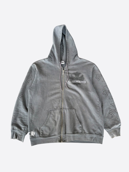 Chrome Hearts Grey & Black Horseshoe Logo Zip Up Hoodie