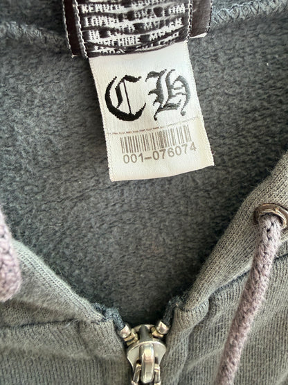 Chrome Hearts Grey & Black Horseshoe Logo Zip Up Hoodie