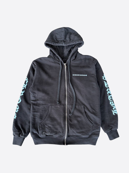 Chrome Hearts Black & Blue Script Logo Zip Up Thermal Hoodie