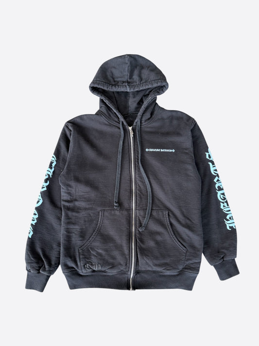 Chrome Hearts Black & Blue Script Logo Zip Up Thermal Hoodie