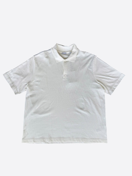 Burberry White & Blue Stripe Polo T-Shirt