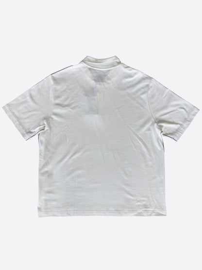 Burberry White & Blue Stripe Polo T-Shirt