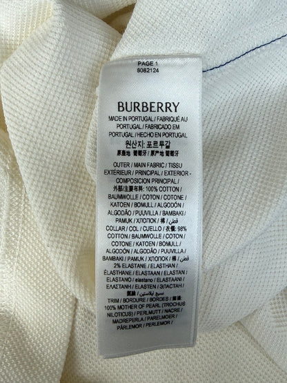 Burberry White & Blue Stripe Polo T-Shirt