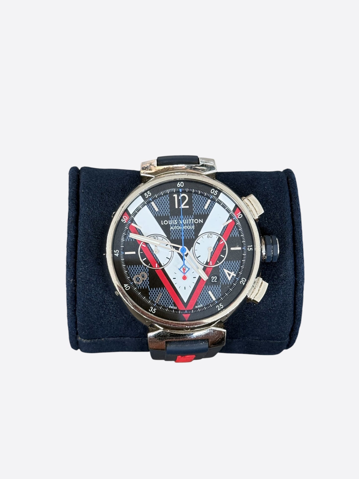 Louis Vuitton Cobalt Damier Tambour Chronograph Watch