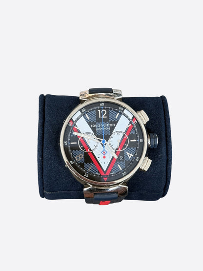 Louis Vuitton Cobalt Damier Tambour Chronograph Watch