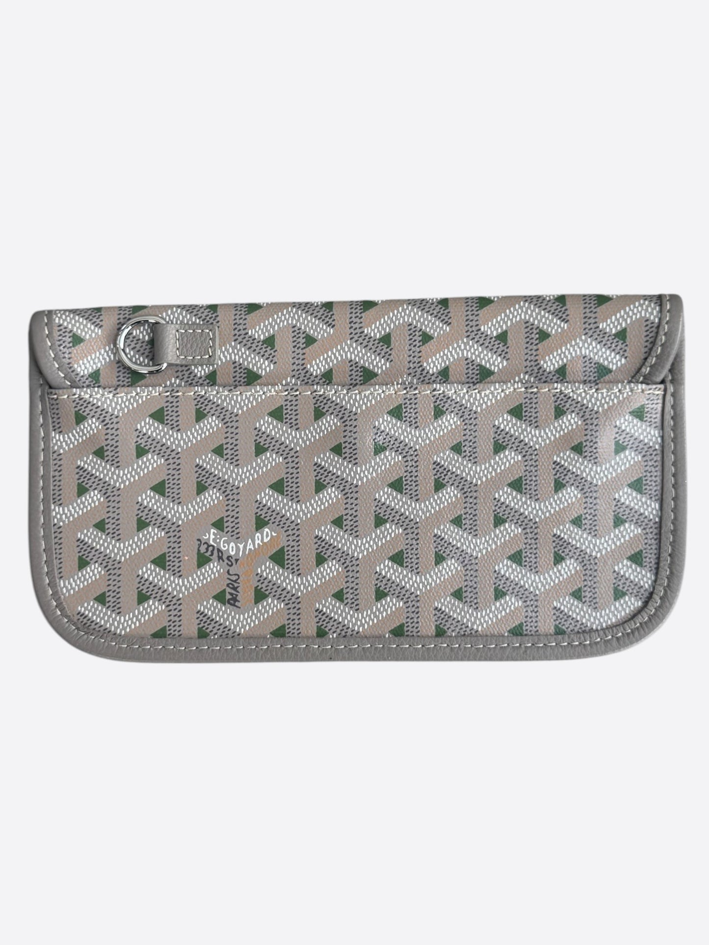 Goyard Grey & Green St. Louis Pouch