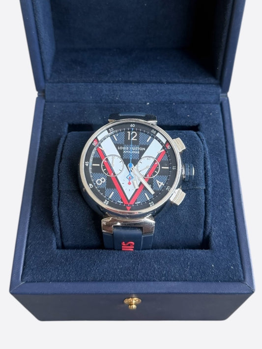 Louis Vuitton Cobalt Damier Tambour Chronograph Watch
