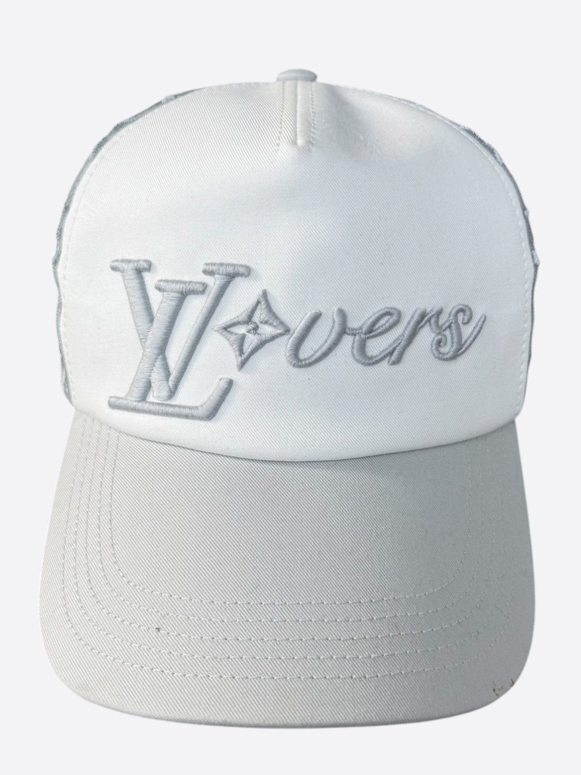 Louis Vuitton Grey & White Embroidered LVers Logo Hat