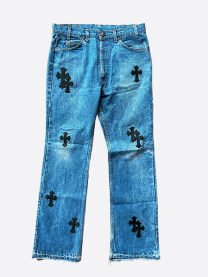 Chrome Hearts Levis Blue & Black Cross Patch Jeans