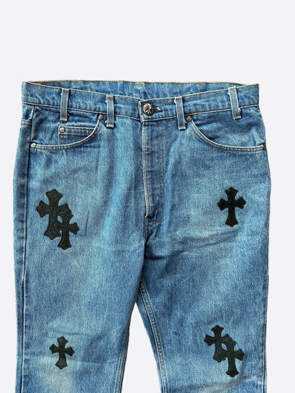 Chrome Hearts Levis Blue & Black Cross Patch Jeans