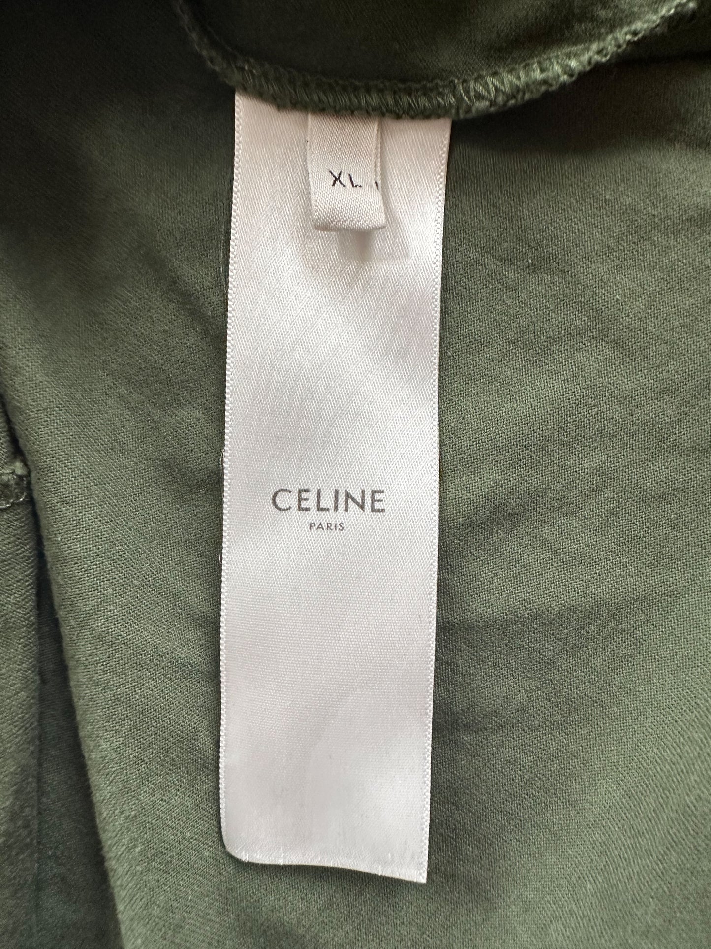 Celine Olive & White Logo T-Shirt