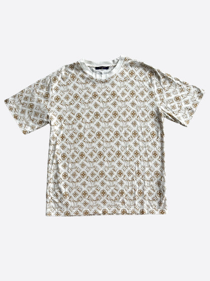 Louis Vuitton White & Tan Monogram T-Shirt