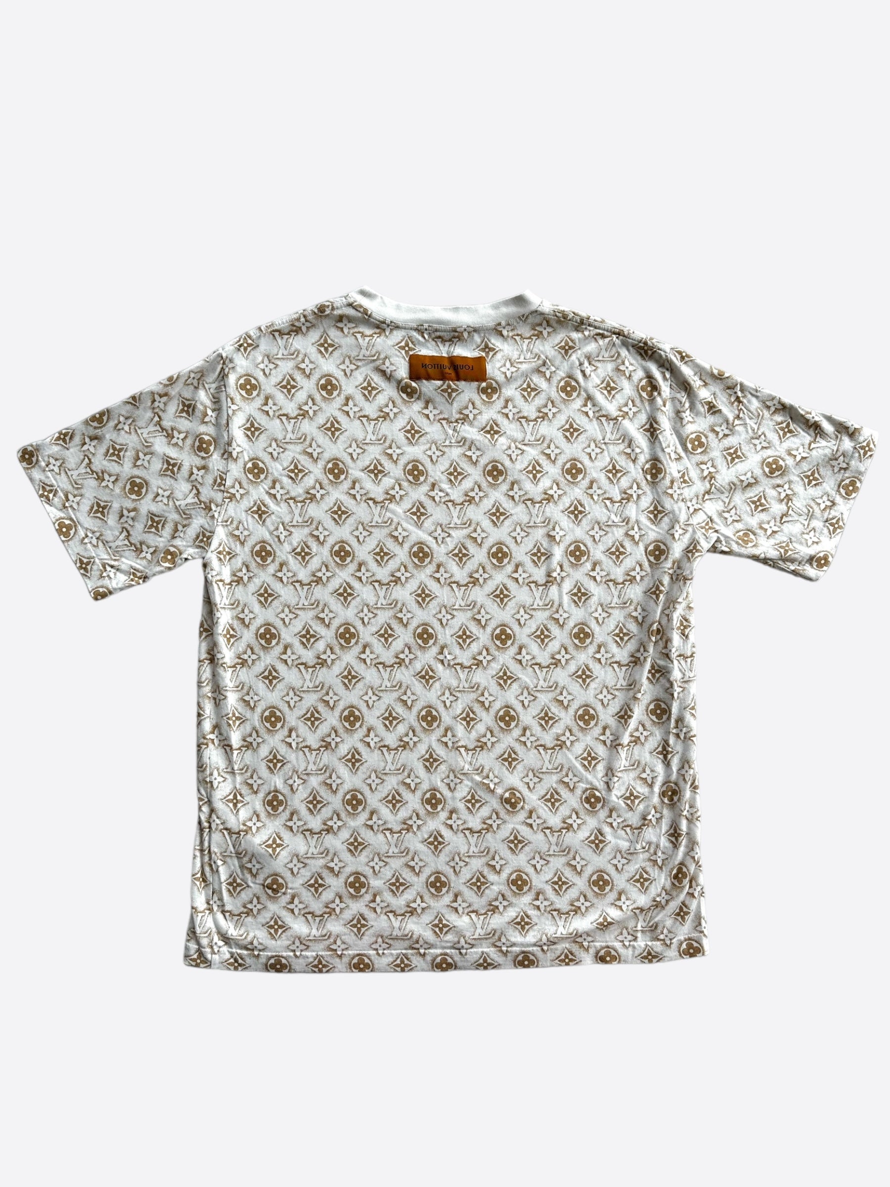 Louis Vuitton White & Tan Monogram T-Shirt – Savonches