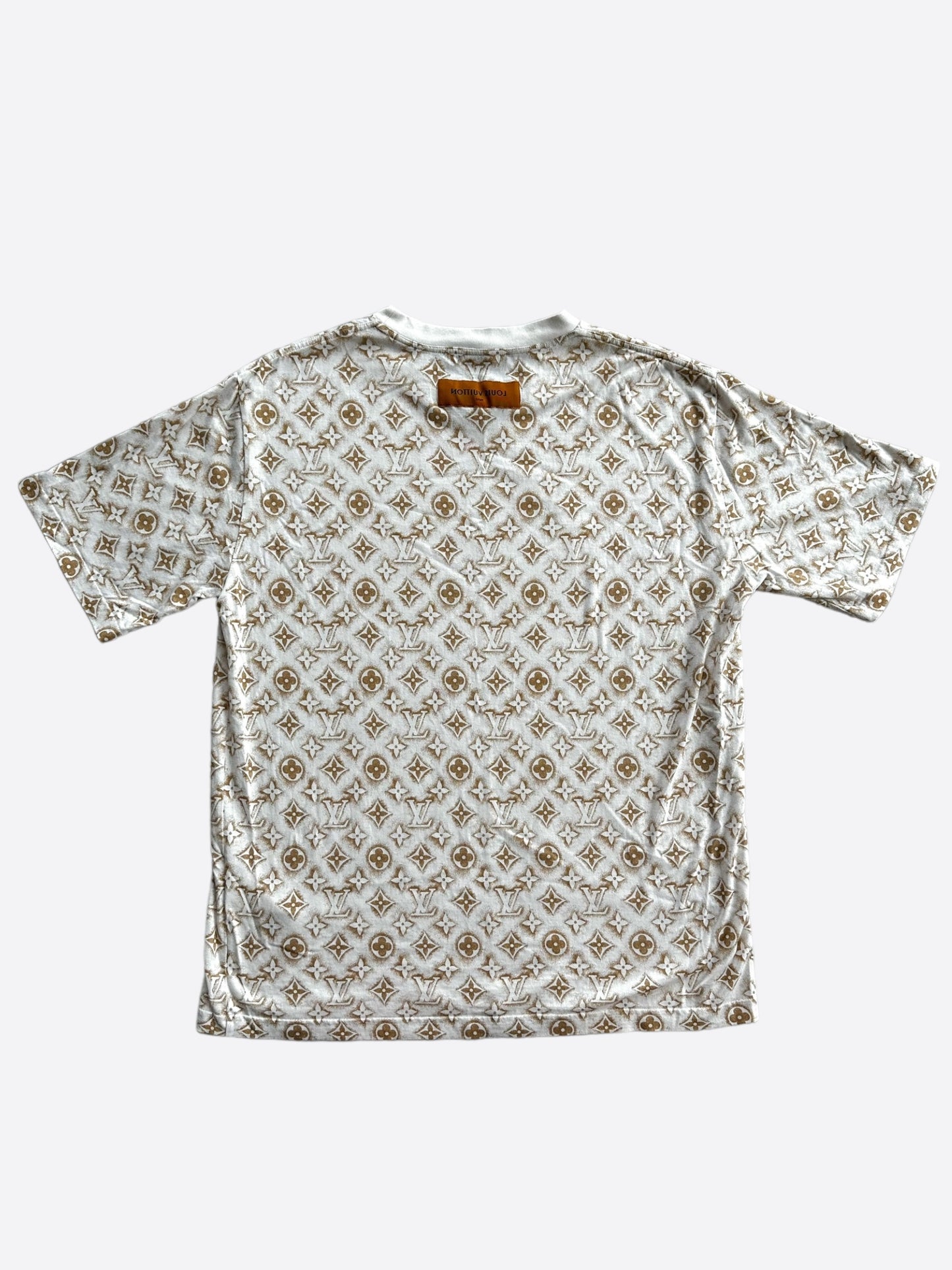 Louis Vuitton White & Tan Monogram T-Shirt