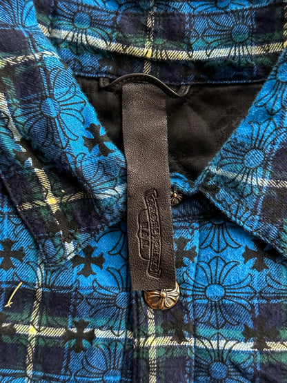 Chrome Hearts Blue Cross Jacquard Quilted Flannel