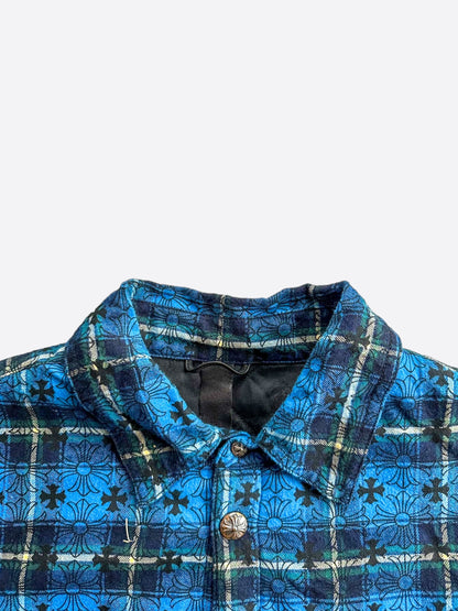 Chrome Hearts Blue Cross Jacquard Quilted Flannel