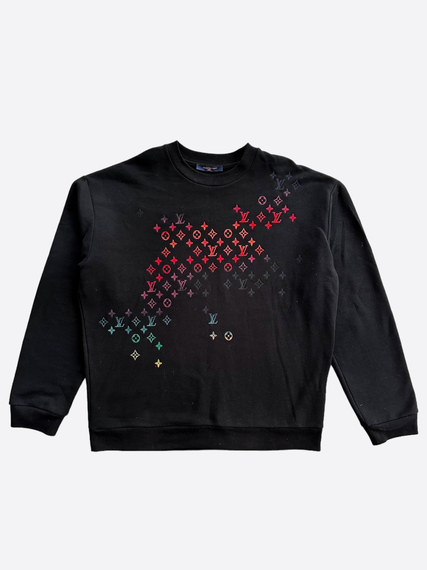 Louis Vuitton Black & Multicolor Gradient Embroidered Monogram Sweater