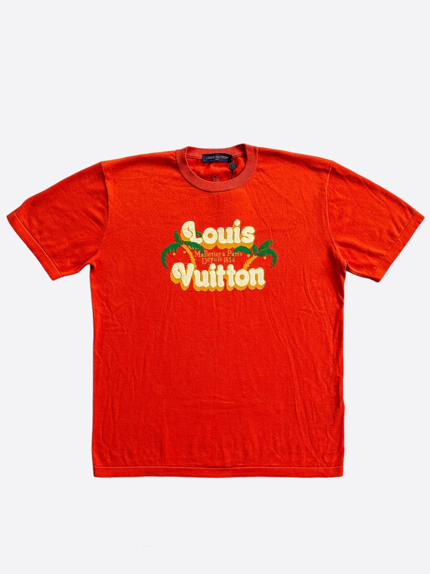 Louis Vuitton Orange Palm Trees Intarsia T-Shirt