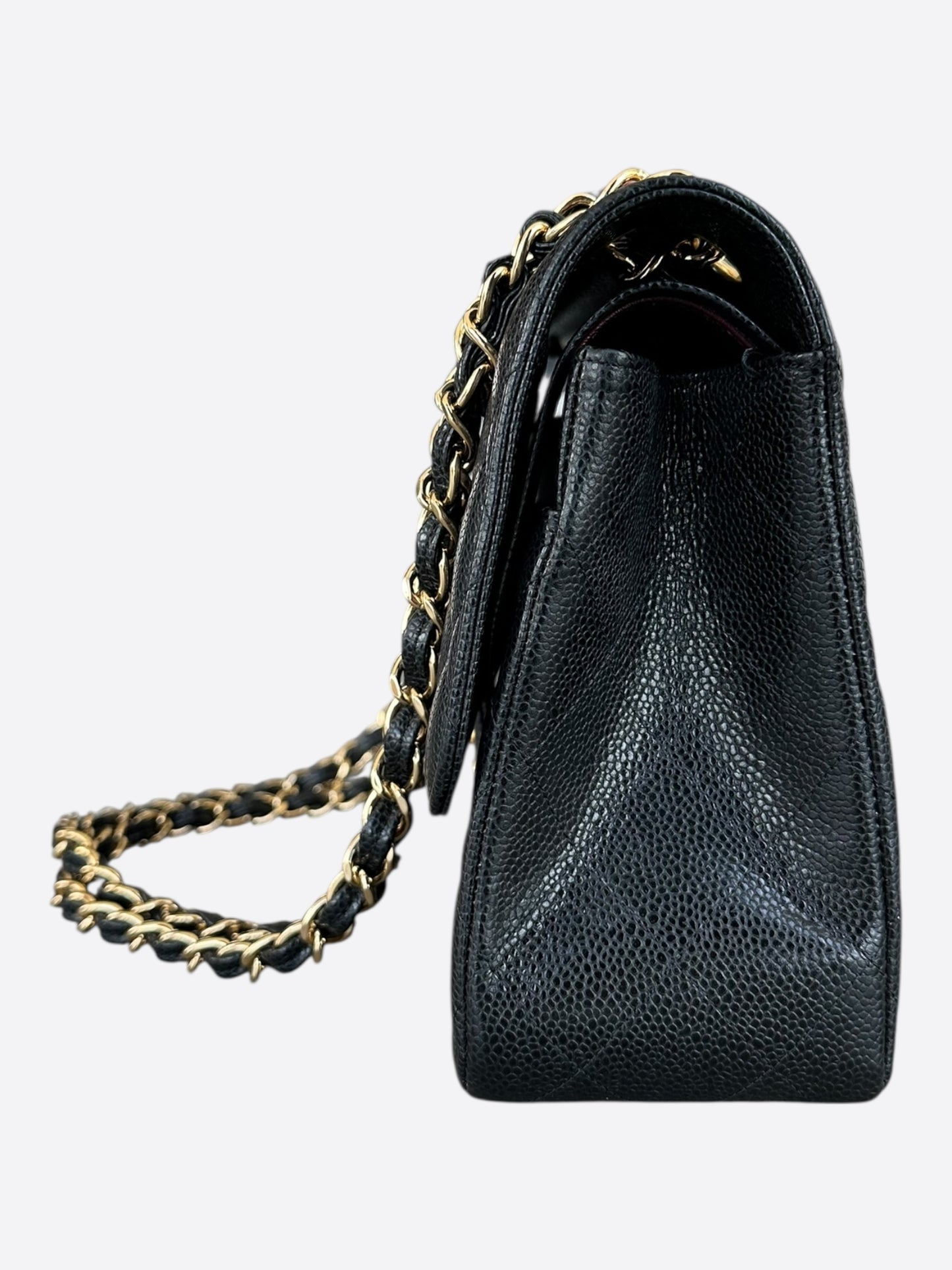 Chanel Black Caviar Quilted Jumbo Flap Bag