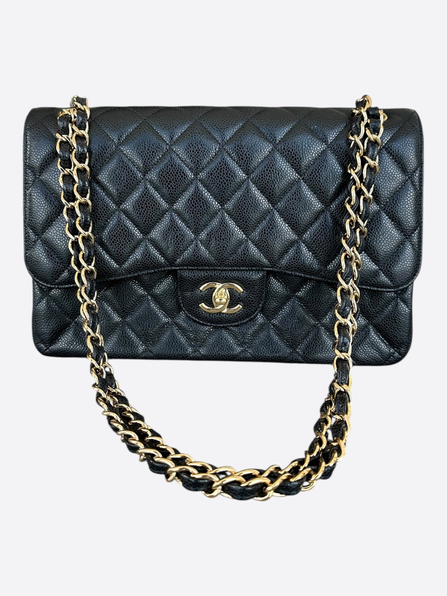 Chanel Black Caviar Quilted Jumbo Flap Bag