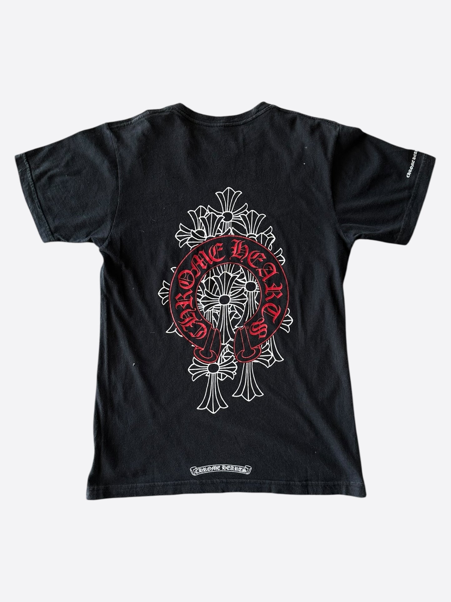 Chrome Hearts Black & Red Cemetery Horseshoe Logo T-Shirt
