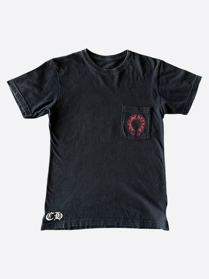 Chrome Hearts Black & Red Cemetery Horseshoe Logo T-Shirt