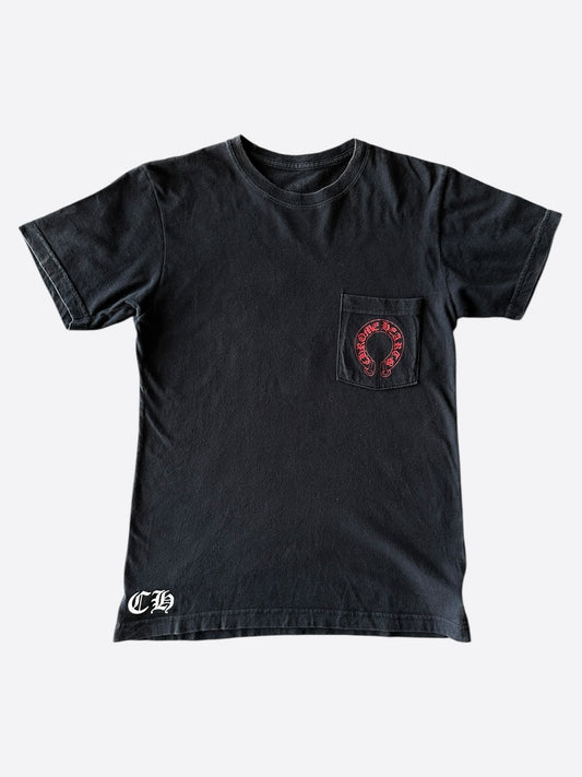 Chrome Hearts Black & Red Cemetery Horseshoe Logo T-Shirt