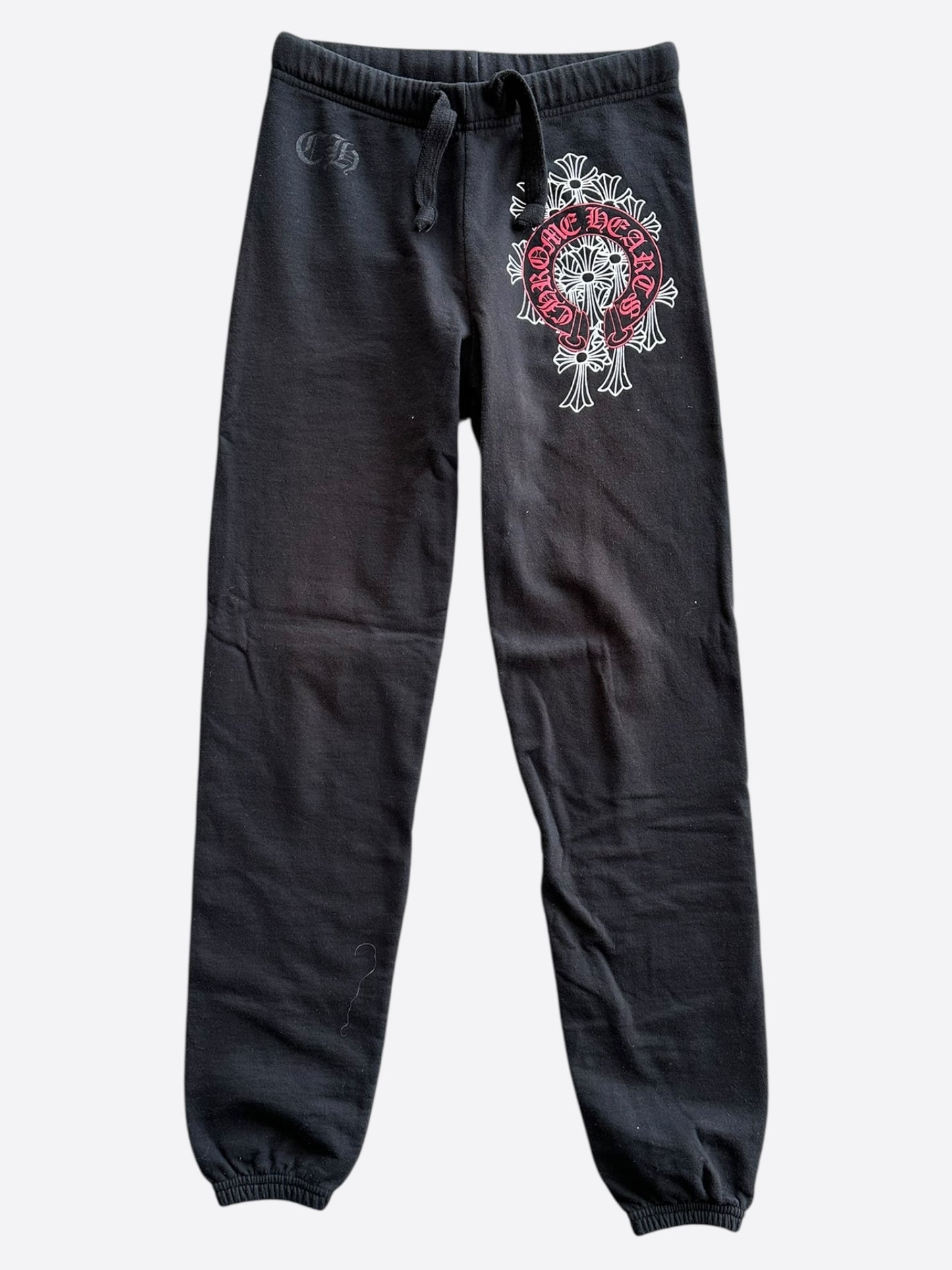 Chrome Hearts Black & Red Cemetery Horseshoe Logo Sweatpants