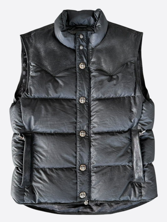Chrome Hearts Black Leather Fleur Vest