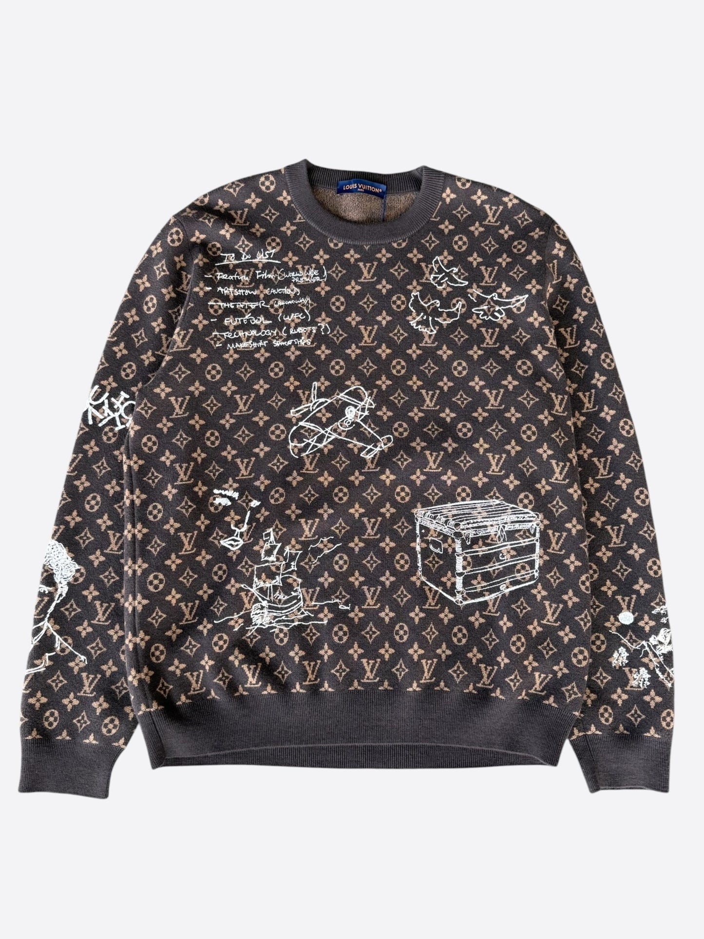 Louis Vuitton Brown & White To Do List Monogram Sweater