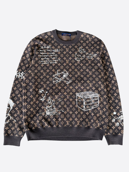 Louis Vuitton Brown & White To Do List Monogram Sweater