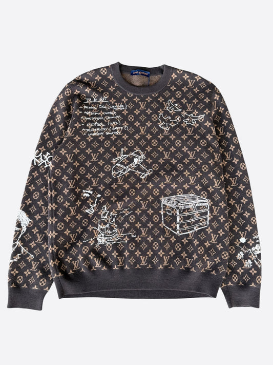Louis Vuitton Brown & White To Do List Monogram Sweater