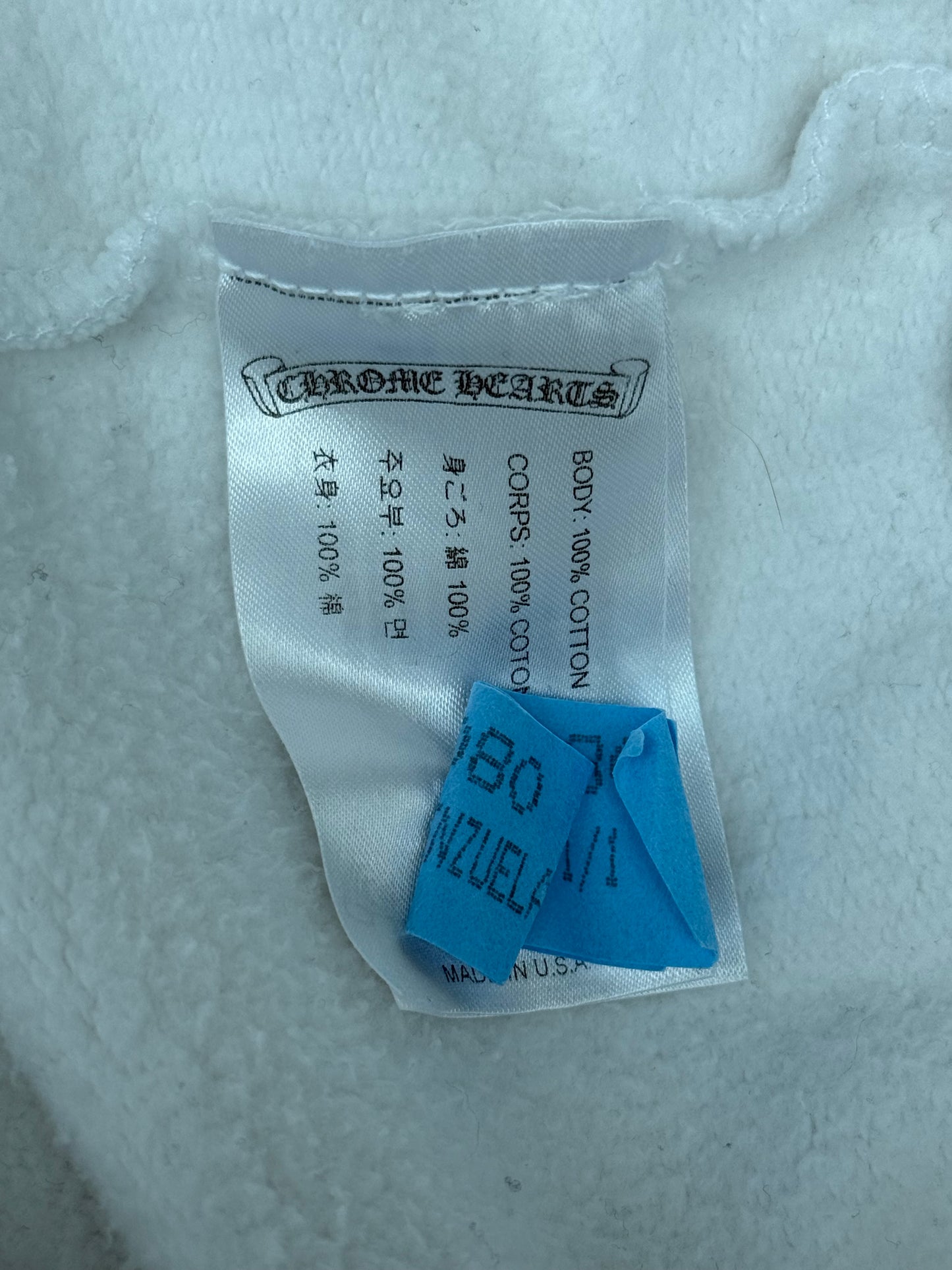 Chrome Hearts White & Black Scroll Logo Zip Up Hoodie