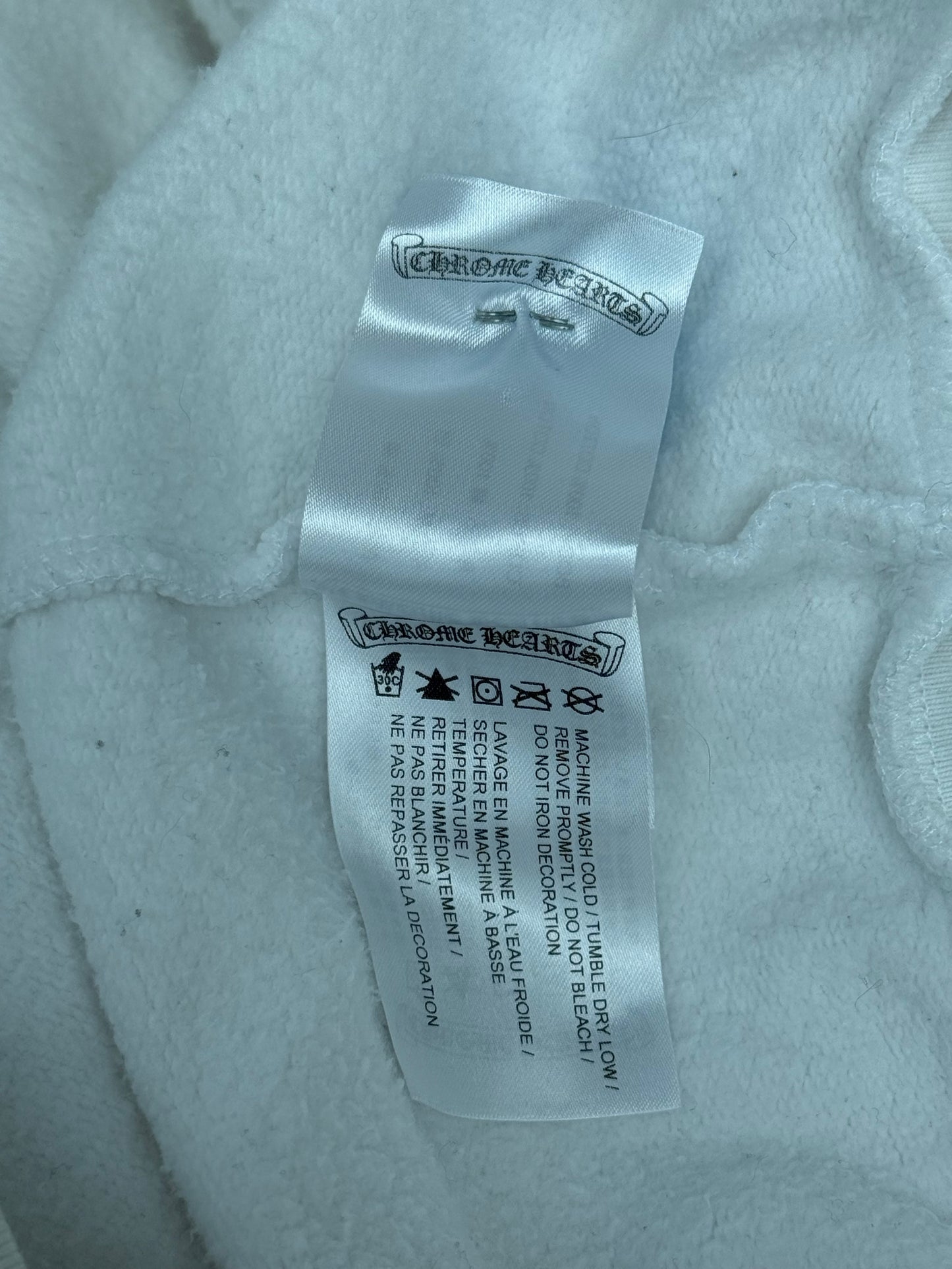 Chrome Hearts White & Black Scroll Logo Zip Up Hoodie