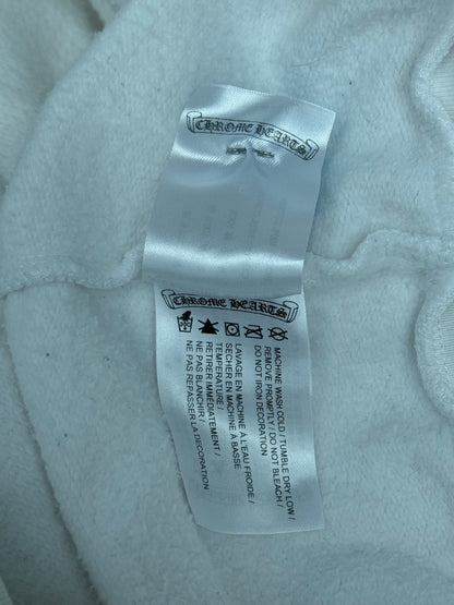 Chrome Hearts White & Black Scroll Logo Zip Up Hoodie