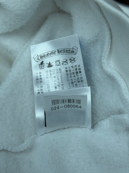 Chrome Hearts White & Black Scroll Logo Zip Up Hoodie