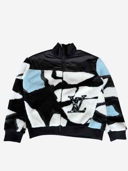 Louis Vuitton Black, Blue & White Logo Fleece Jacket
