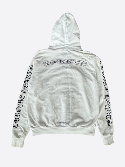 Chrome Hearts White & Black Scroll Logo Zip Up Hoodie