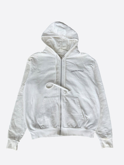 Chrome Hearts White & Black Scroll Logo Zip Up Hoodie