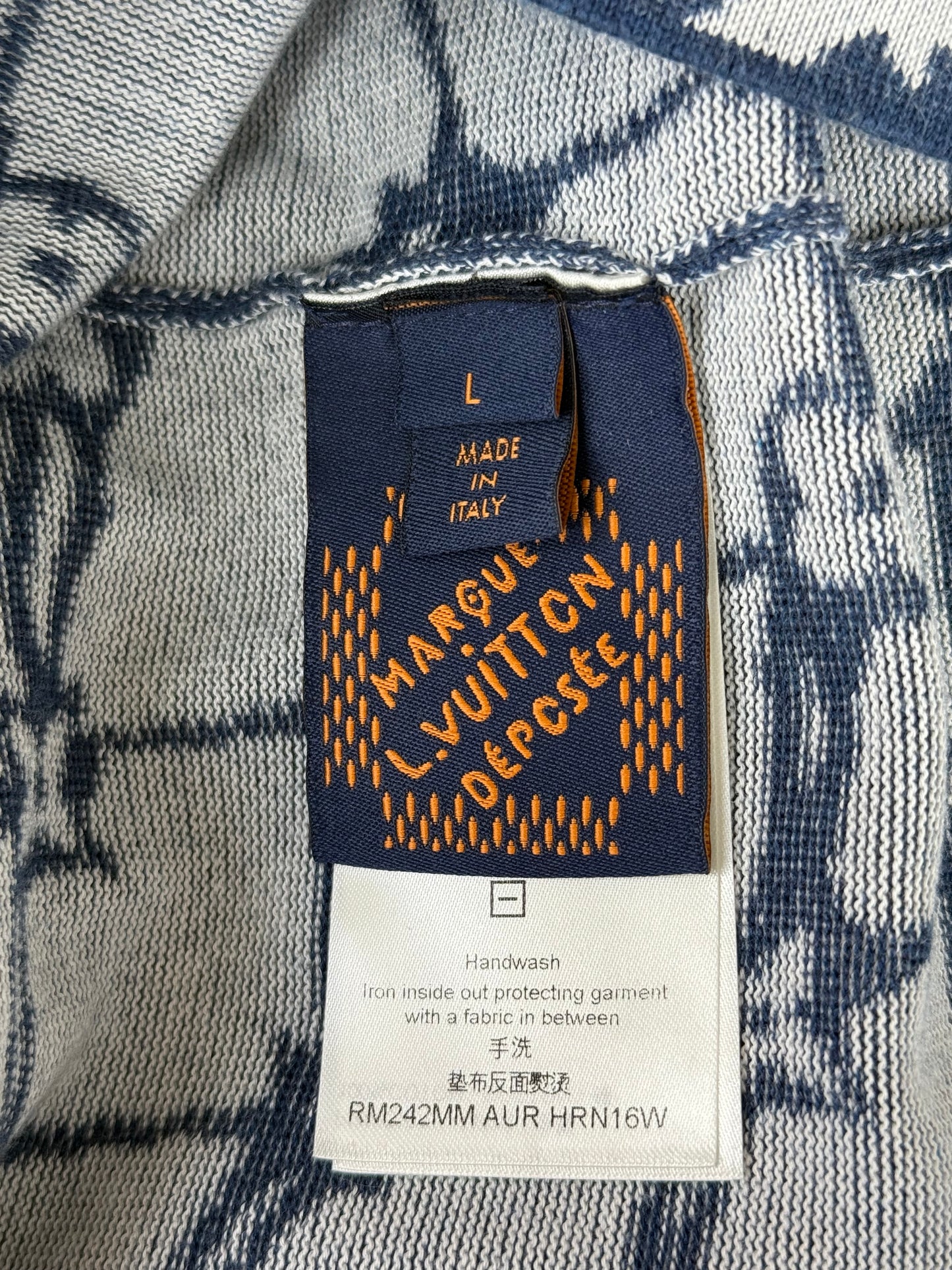 Louis Vuitton Blue & White Barb Wire Monogram Intarsia T-Shirt
