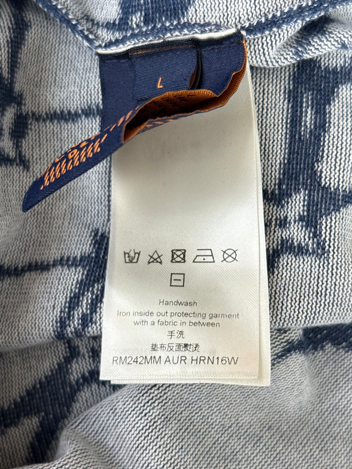 Louis Vuitton Blue & White Barb Wire Monogram Intarsia T-Shirt