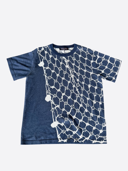Louis Vuitton Blue & White Barb Wire Monogram Intarsia T-Shirt