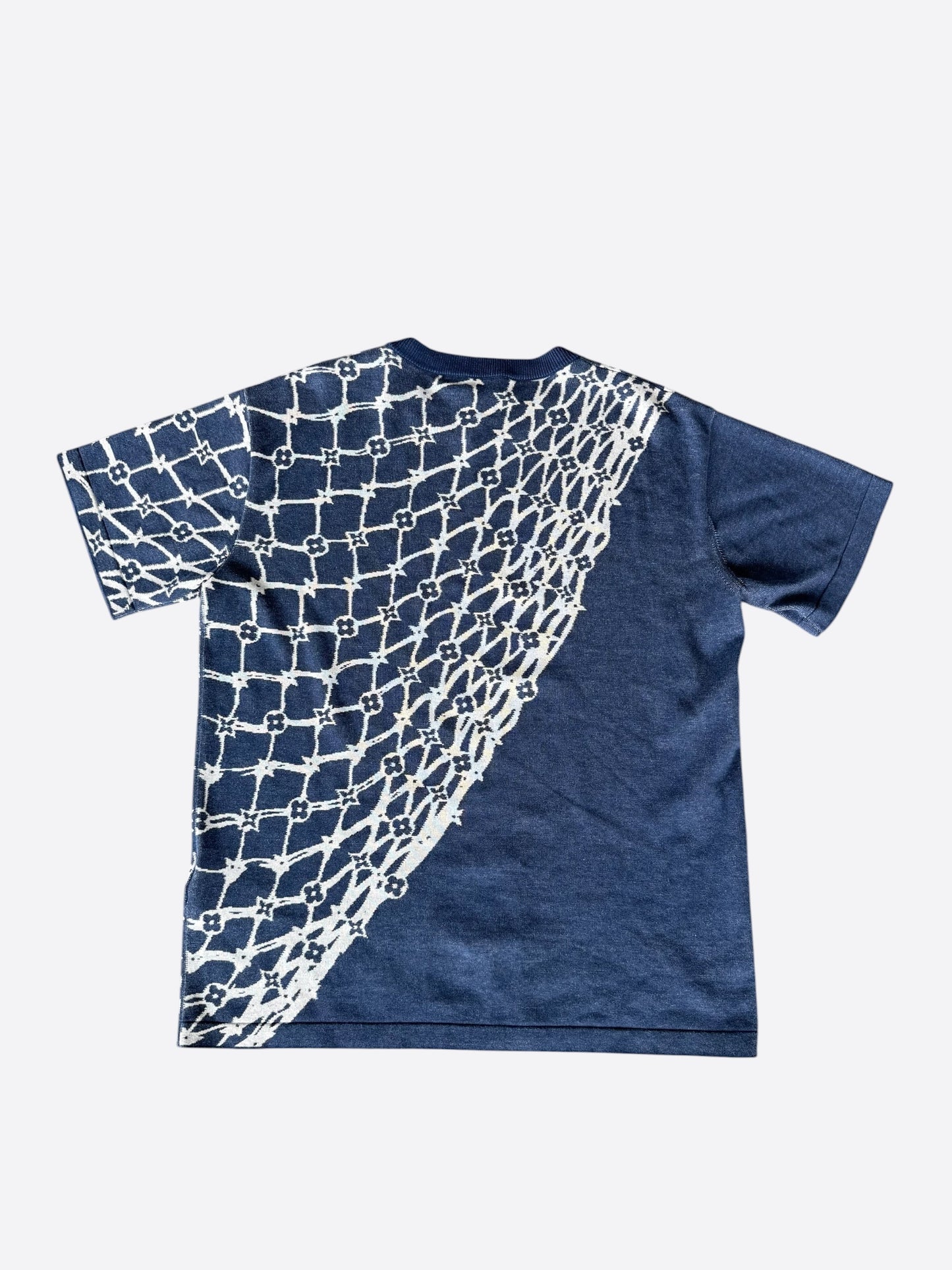Louis Vuitton Blue & White Barb Wire Monogram Intarsia T-Shirt
