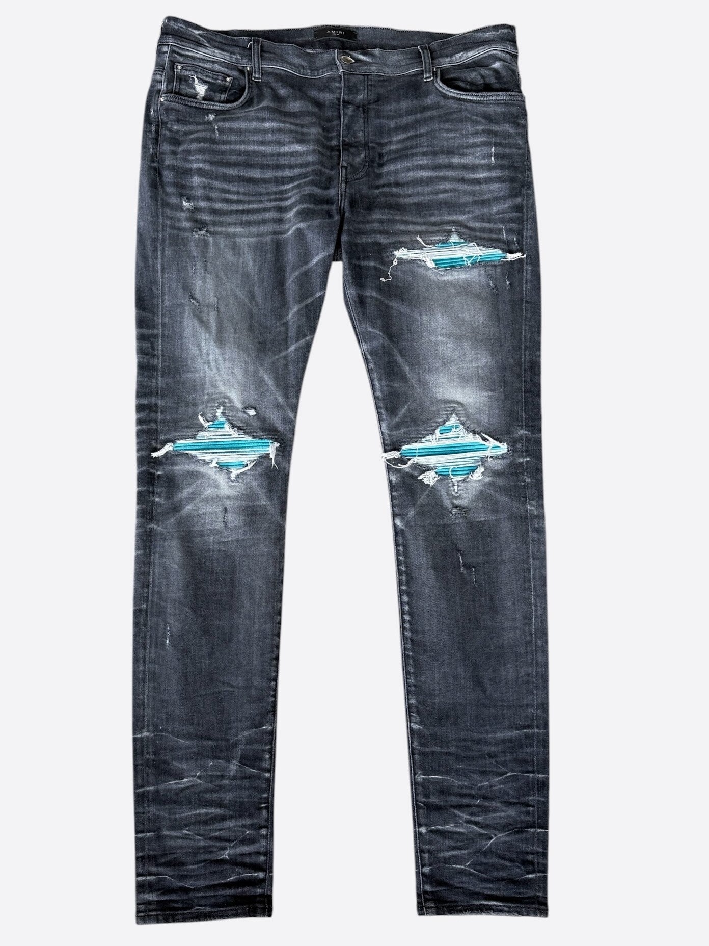 Amiri Storm Grey & Blue Patch MX1 Jeans
