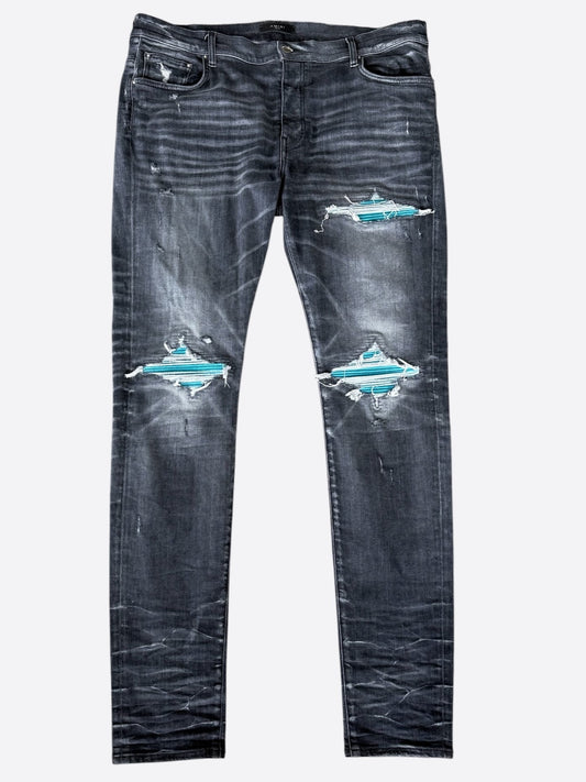 Amiri Storm Grey & Blue Patch MX1 Jeans