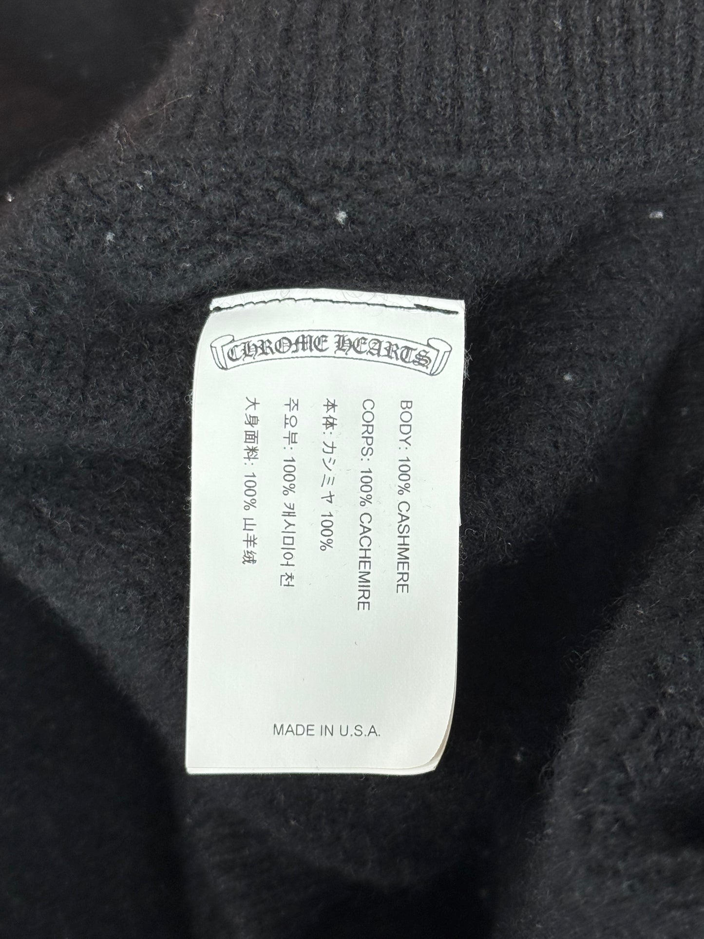 Chrome Hearts Black & White Embroidered Logo Cashmere Hoodie