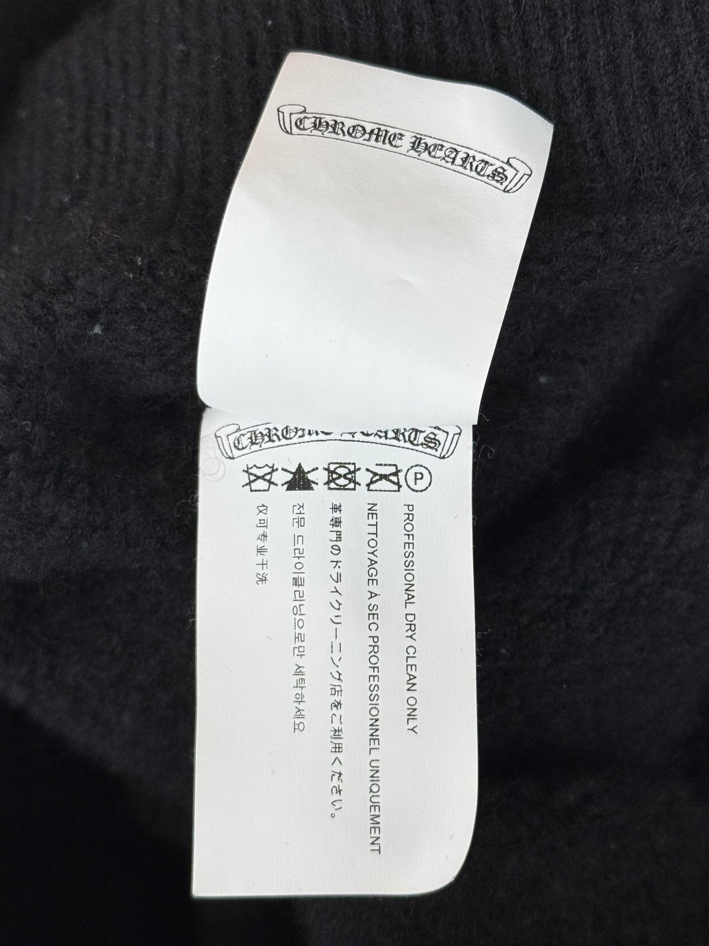 Chrome Hearts Black & White Embroidered Logo Cashmere Hoodie