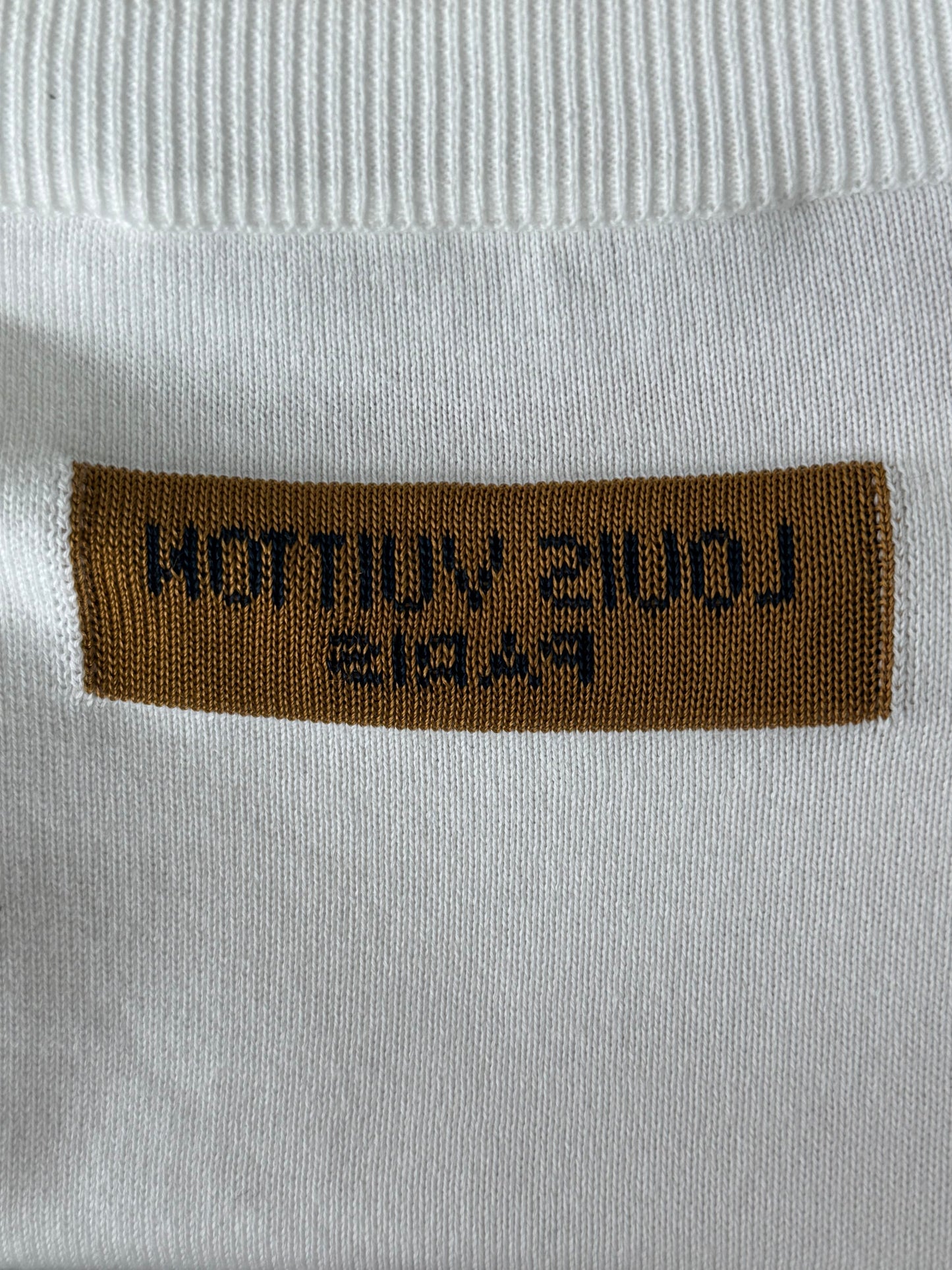 Louis Vuitton White & Pink Flower Logo Intarsia T-Shirt