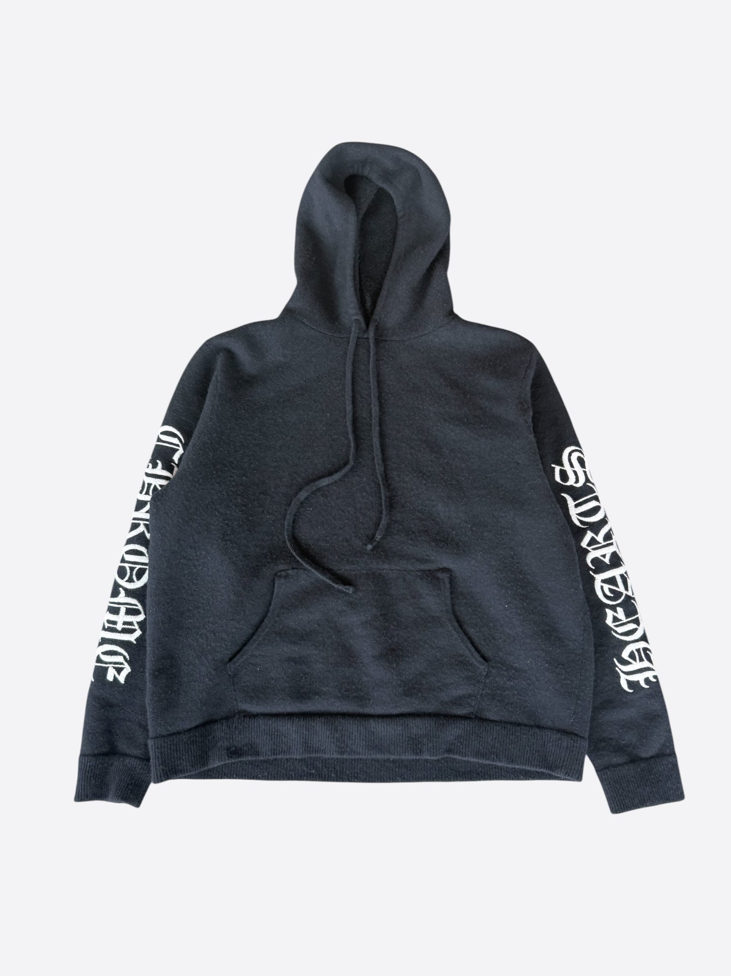 Chrome Hearts Black & White Embroidered Logo Cashmere Hoodie